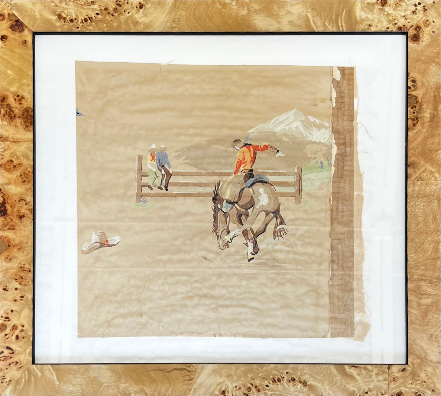 Vintage Western Wallpaper Remnant, Set of 2
