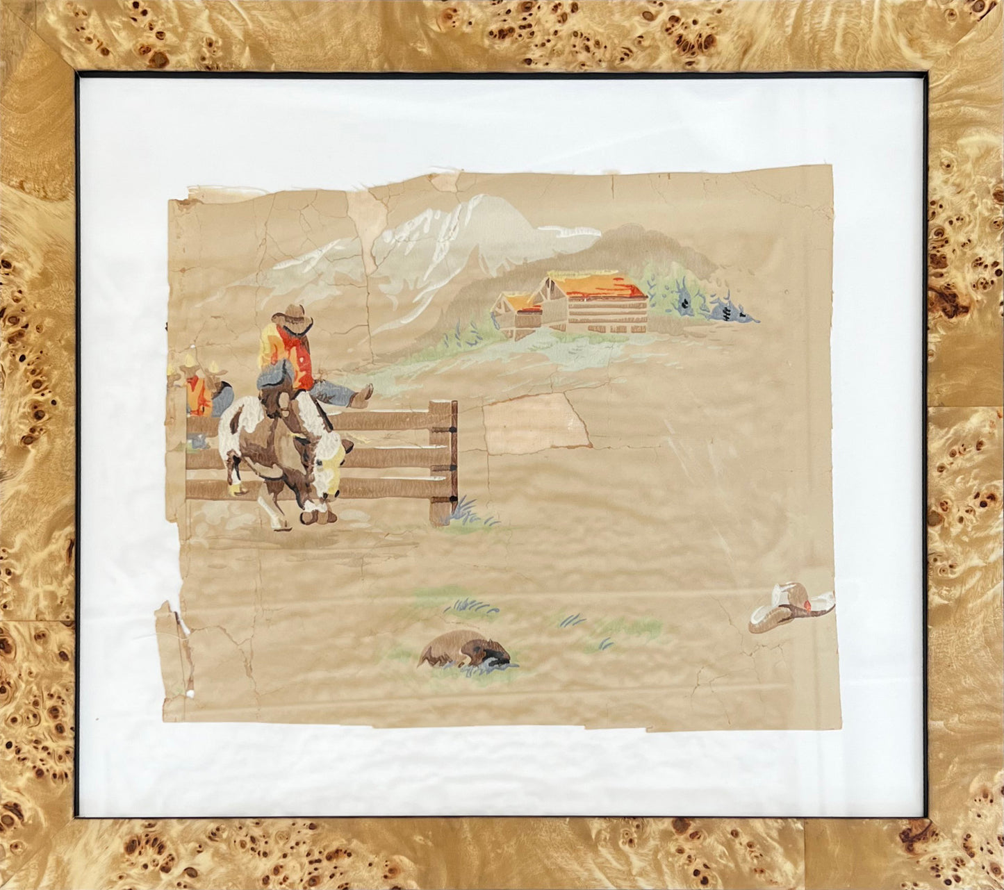 Vintage Western Wallpaper Remnant, Set of 2