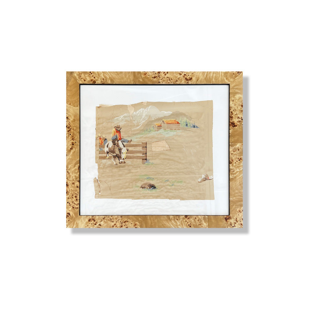 Vintage Western Wallpaper Remnant, Set of 2