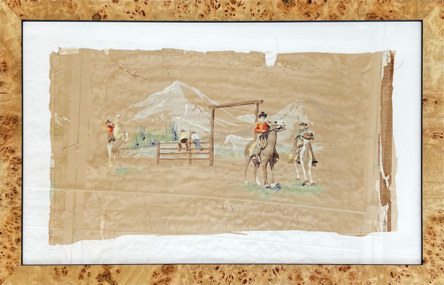 Vintage Western Wallpaper Remnant, Set of 2