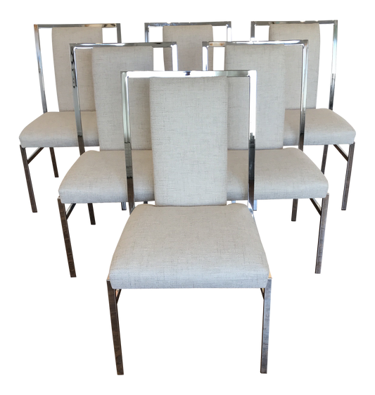 1960s Vintage Milo Baughman Style Dining Chairs- Set of 6